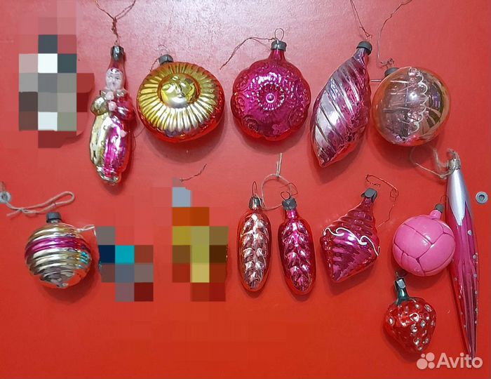 Елочные игрушки ссср:толстое стекло,снежинки, бусы
