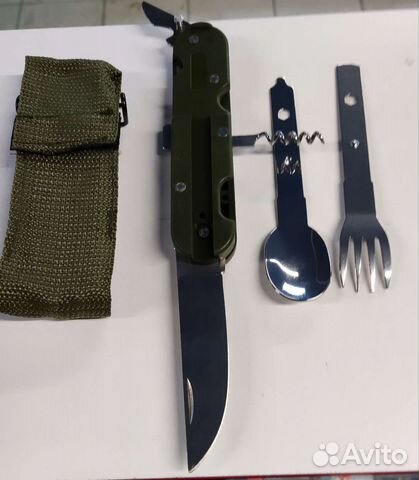 Набор походный вилка, ложка, нож на рыбалку