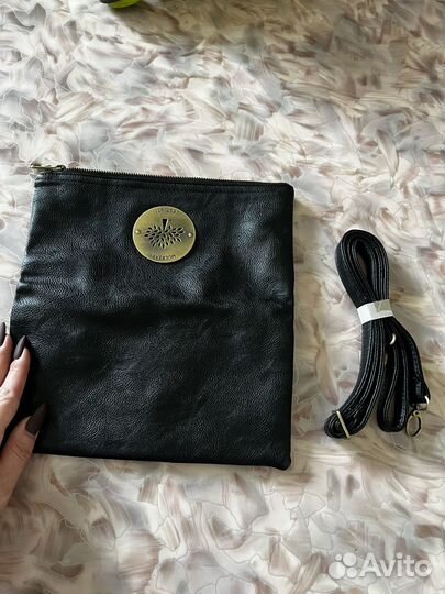 Сумка клатч натуральная кожа черная