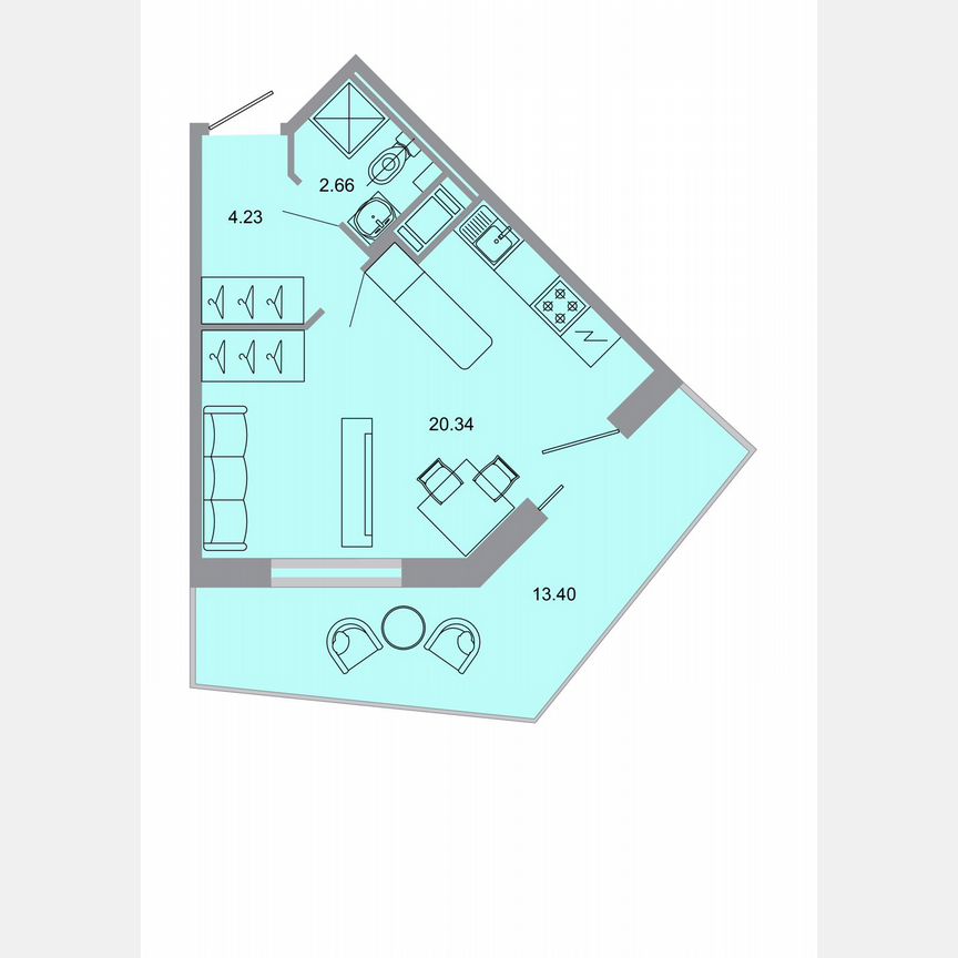 Квартира-студия, 30,6 м², 10/15 эт.