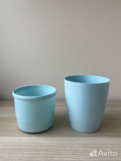 Цветочный горшок двойной с автополивом, голубой