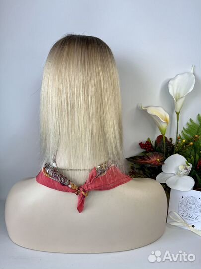 Накладка из натуральных волос блонд омбре 35 см