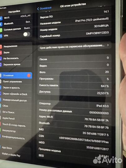 iPad Pro 10.5 2017 Wi-fi+ sim