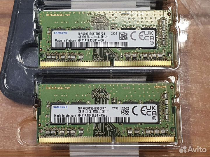Оперативная память дляноутбука ddr4 2планки по 8gb