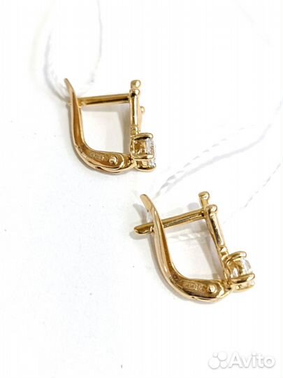 Золотые серьги с фианитом