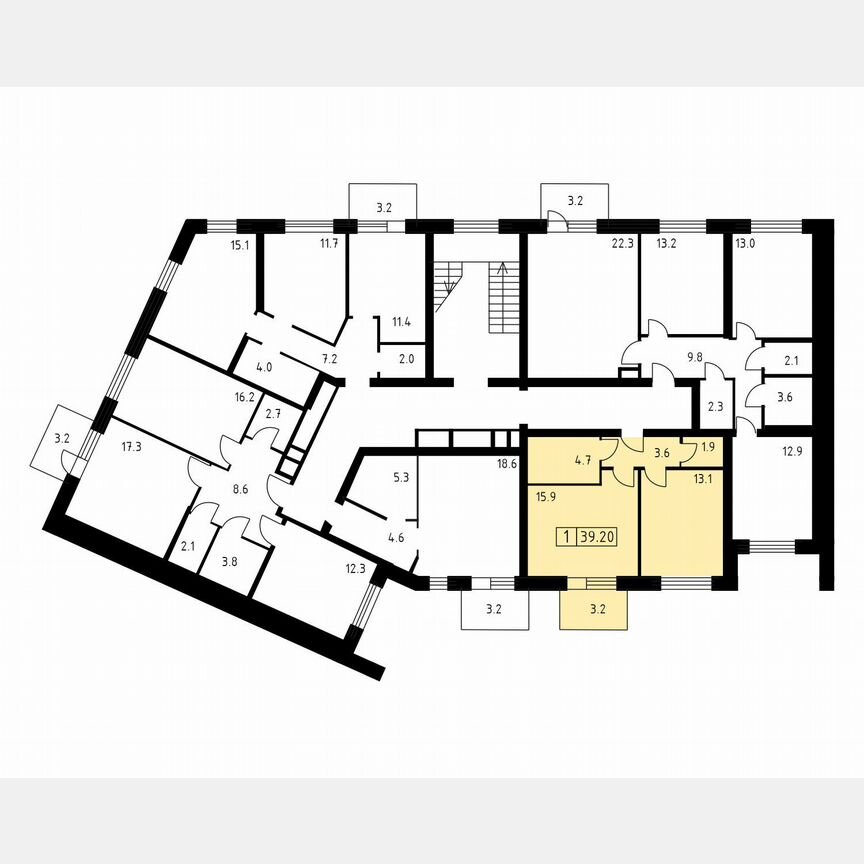 1-к. квартира, 39,2 м², 2/3 эт.