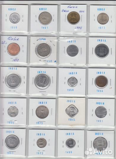 Набор монет Индия, Корея, Япония