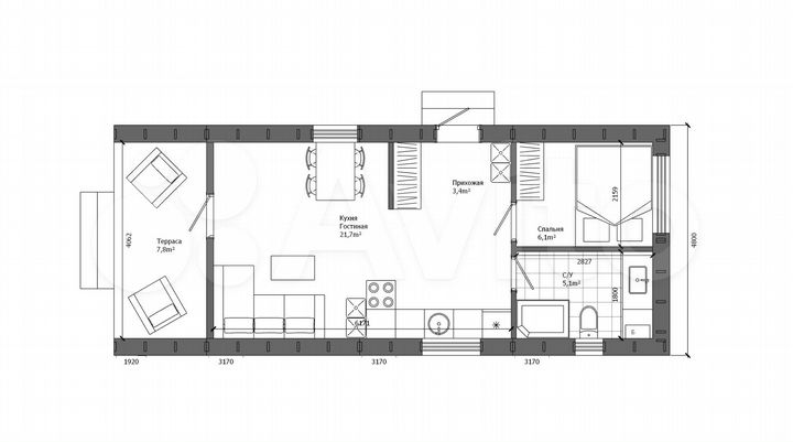 Дом 47 м² на участке 10 сот.