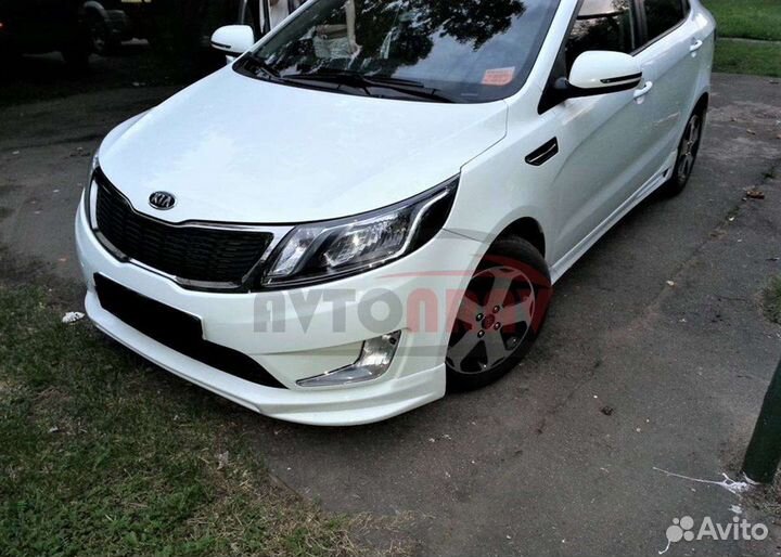 Юбка S-Line на передний бампер Kia Rio 3 Дорест