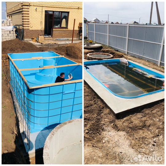 Бетонные работы. Заливка бассейнов