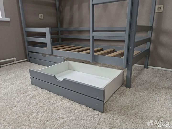 Кровать двухъярусная высокий борт. Массив сосны