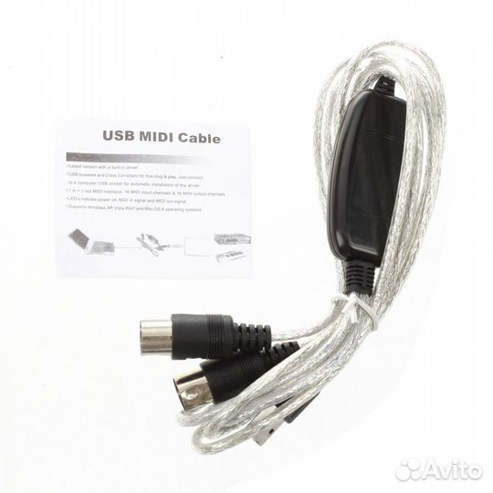 Кабель переходник конвертер USB to midi (DIN-5)