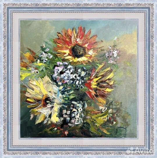 Картина маслом на холсте подсолнухи