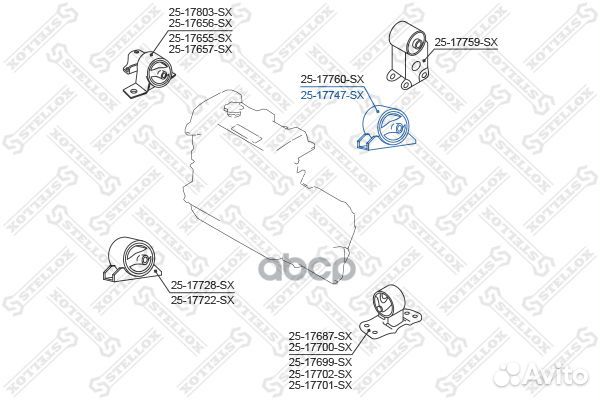 25-17747-SX подушка двигателя задняя Nissan Pr