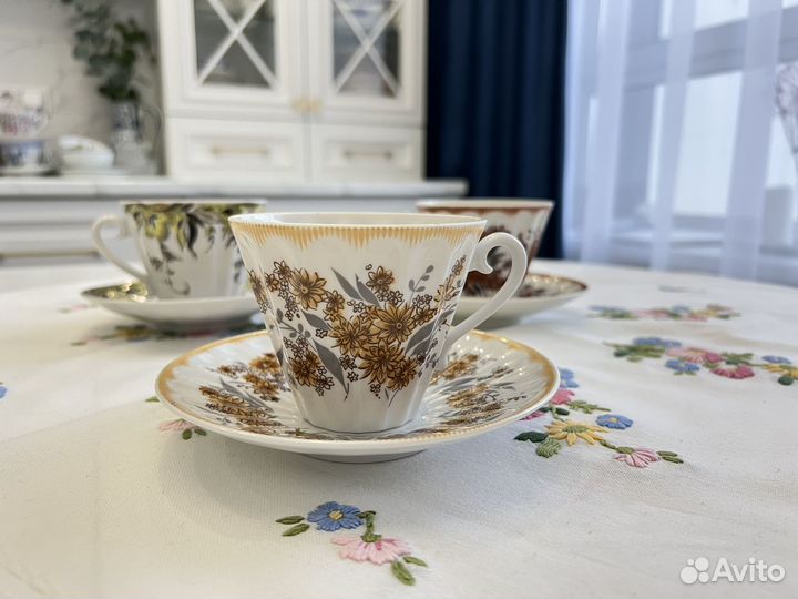 Чайные пары лфз из фарфора, форма Лучистая