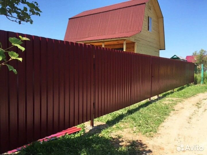 Забор 25 м с воротами 4 м и калиткой - под ключ
