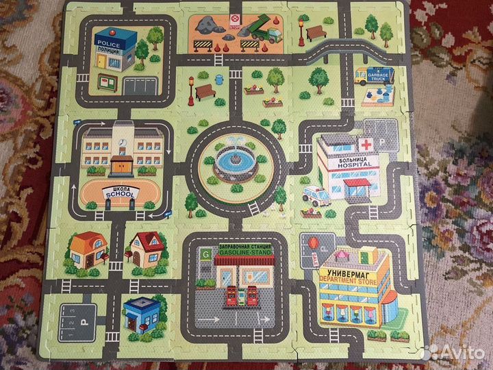 Коврик пазл (0+) Город, Зоопарк, Магазины