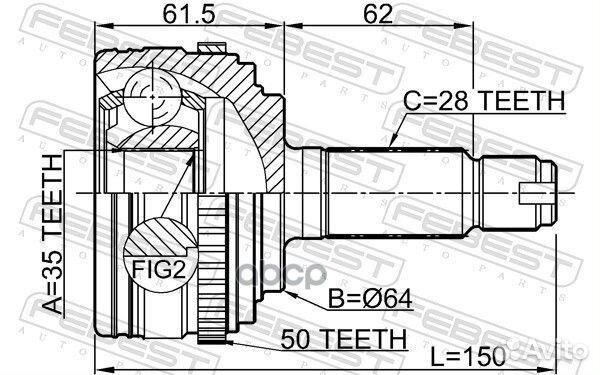 Шрус внешний перед Febest 867 F41501PC, FJ12