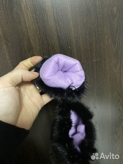 Варежки норковые черные