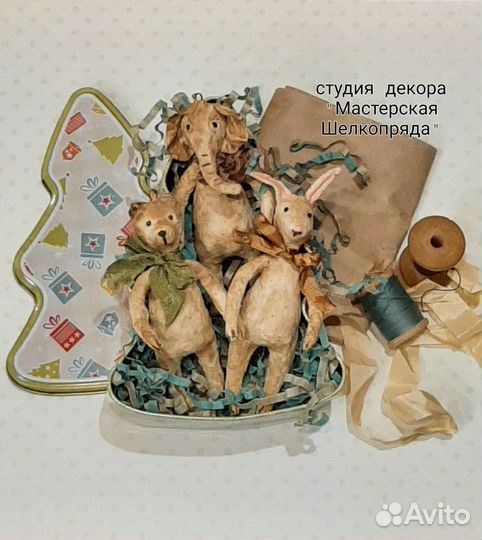 Елочные игрушки из ваты ручной работы