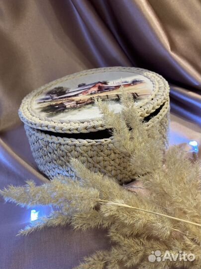 Вязаная корзинка-шкатулка / подарок к 8 марта