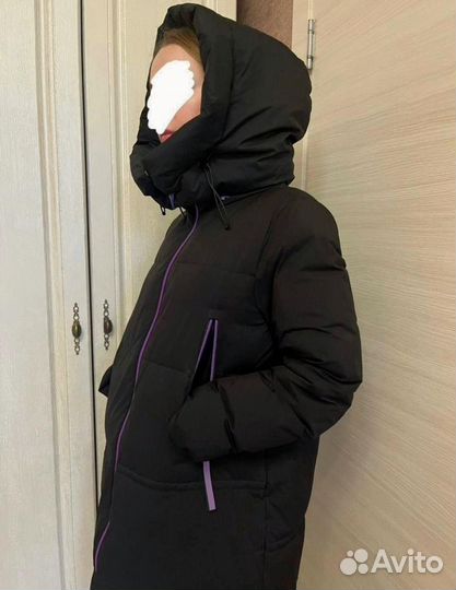 Пальто женское зимнее с капюшоном 46