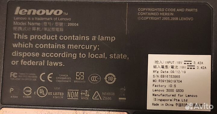 Ноутбук lenovo 3000 G350