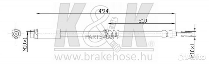 K&K FT2313 Шланг тормозной ford Fusion (JU ) 1.6 TDCi 11.04