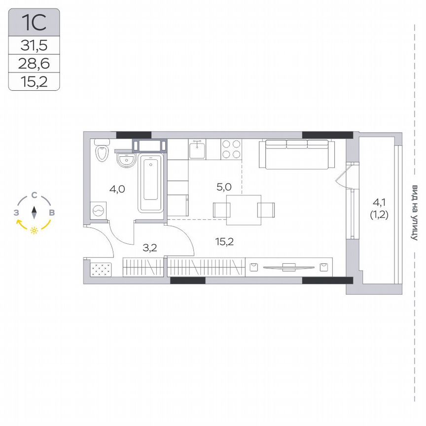 Квартира-студия, 28,7 м², 4/9 эт.