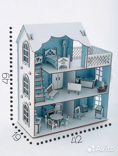 Кукольный домик с мебелью и гаражом