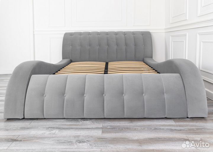 Кровать 160х200 серый велюр Мадрид