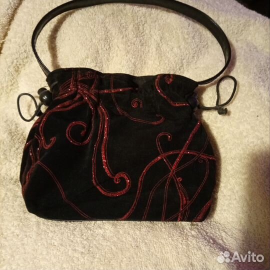 Сумка оригинал, черная,мешочек, вечерняя