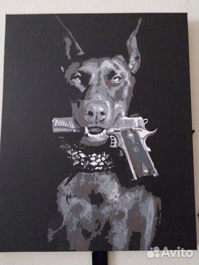 Картина с доберманом