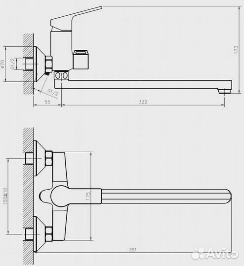 Смеситель для ванны esko spb 31 Хром