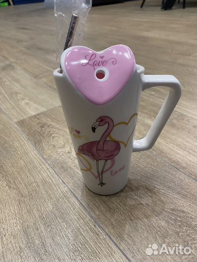 Кружка с трубочкой новая