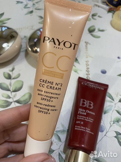 Clarins тональный крем, payot, помада estee lauder