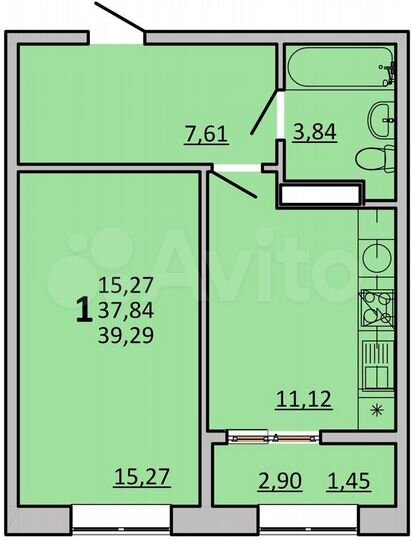 1-к. квартира, 39,3 м², 6/22 эт.