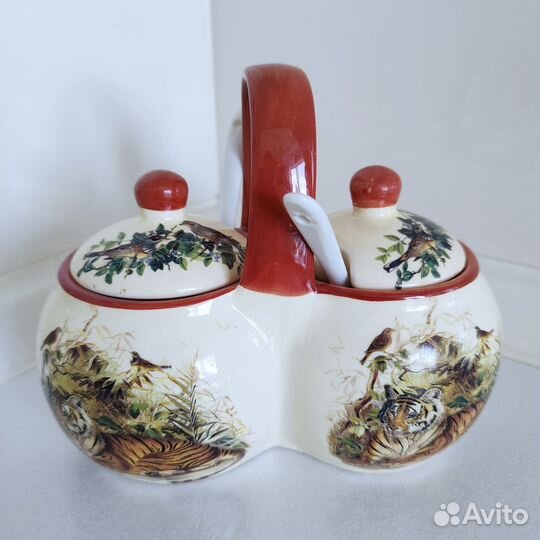 Банка для сыпучих продуктов двойная новая керамика