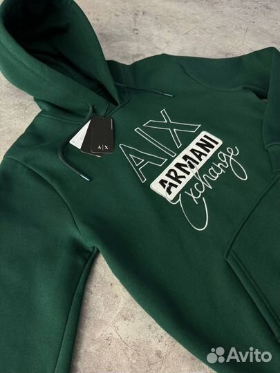 Худи Armani Exchange зеленый c начесом