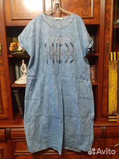 Платье джинсовое большой размер