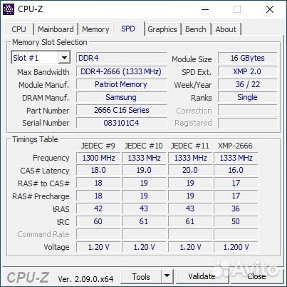 Оперативная память Patriot DDR4 16GB 2666 CL16