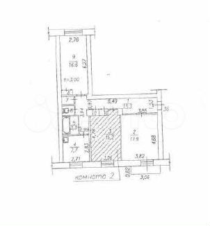 Комната 15,2 м² в 1-к., 4/4 эт.