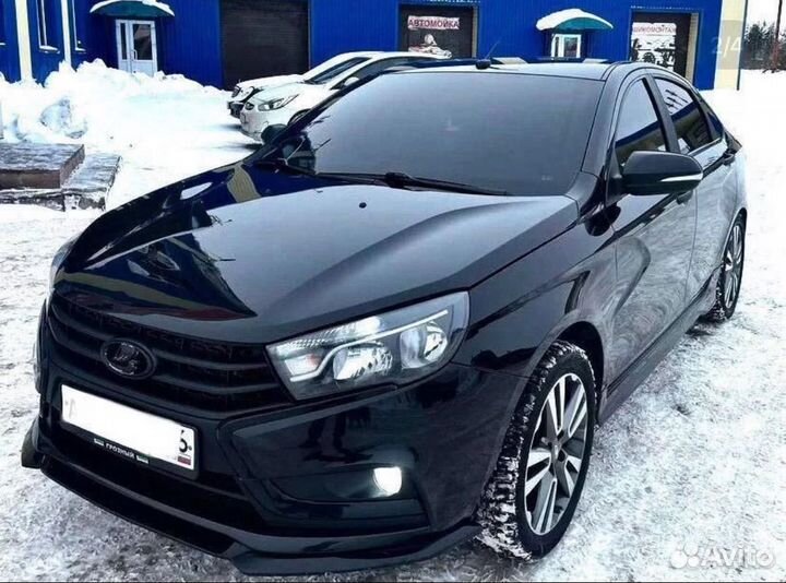 Сплиттер губа Барс на Лада Весту черный глянец