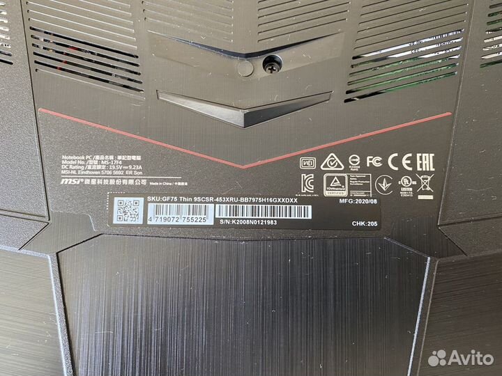 Игровой ноутбук MSI GF75 Core i7 9750H/GTX 1650 ti