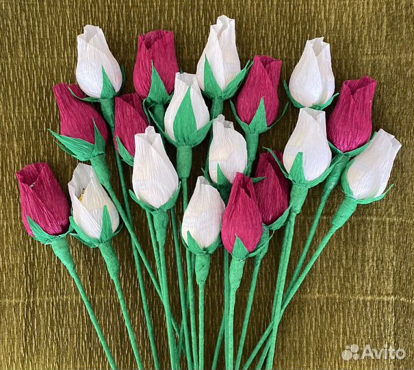 Тюльпаны Цветы из гофрированной бумаги с конфеткой