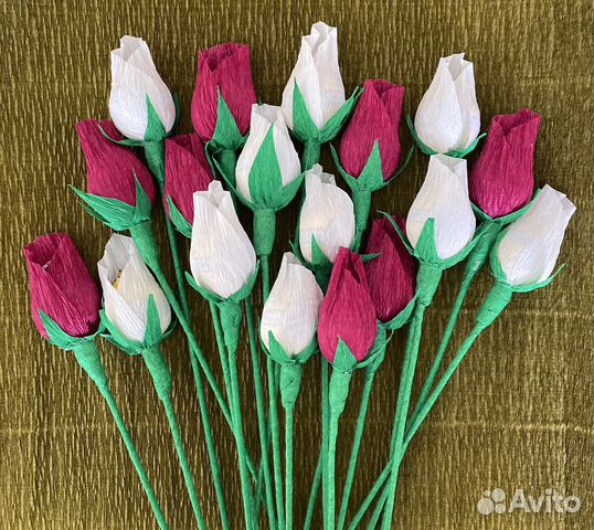 Тюльпаны Цветы из гофрированной бумаги с конфеткой