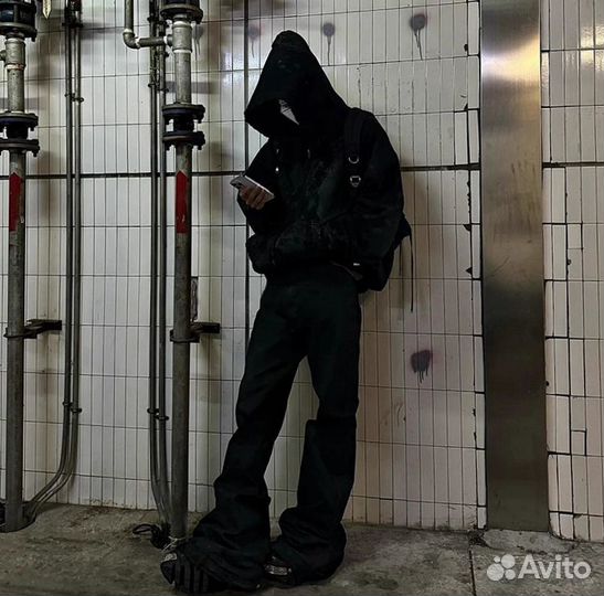 Джинсы Rick Owens type черные клёш