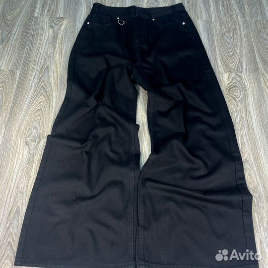 Джинсы клеш широкие opium black y2k на руках