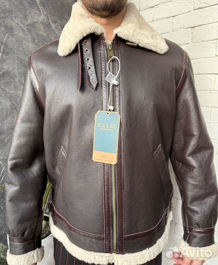 Мужская кожанная дубленка из натуральной овчины