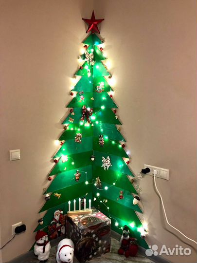 Ёлка новогодняя деревянная настенная (handmade)